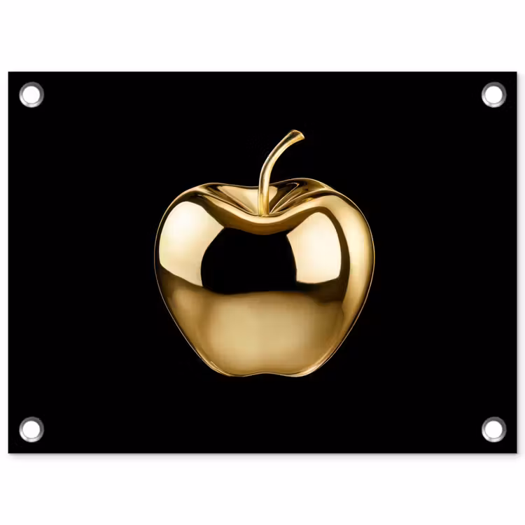 Appel - Goud - Chrome - Zwart tuinposter los doek klein -3d