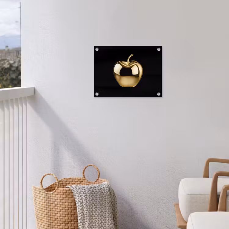 Appel - Goud - Chrome - Zwart tuinposter los doek klein -sfeer8