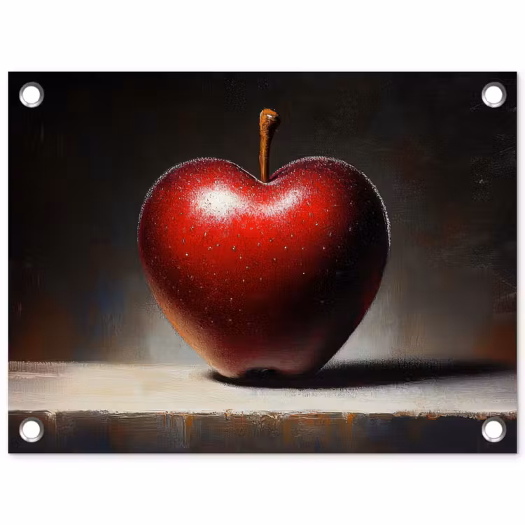 Apple - Hart - Rood tuinposter los doek klein -3d