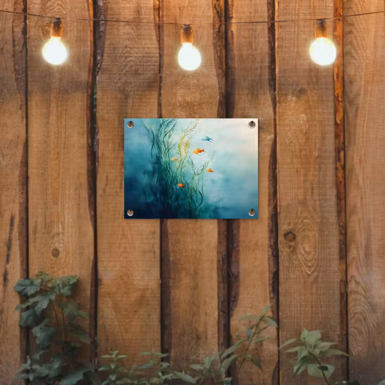 Waterplanten - Vissen - Kleurrijk - Water tuinposter los doek klein -sfeer1