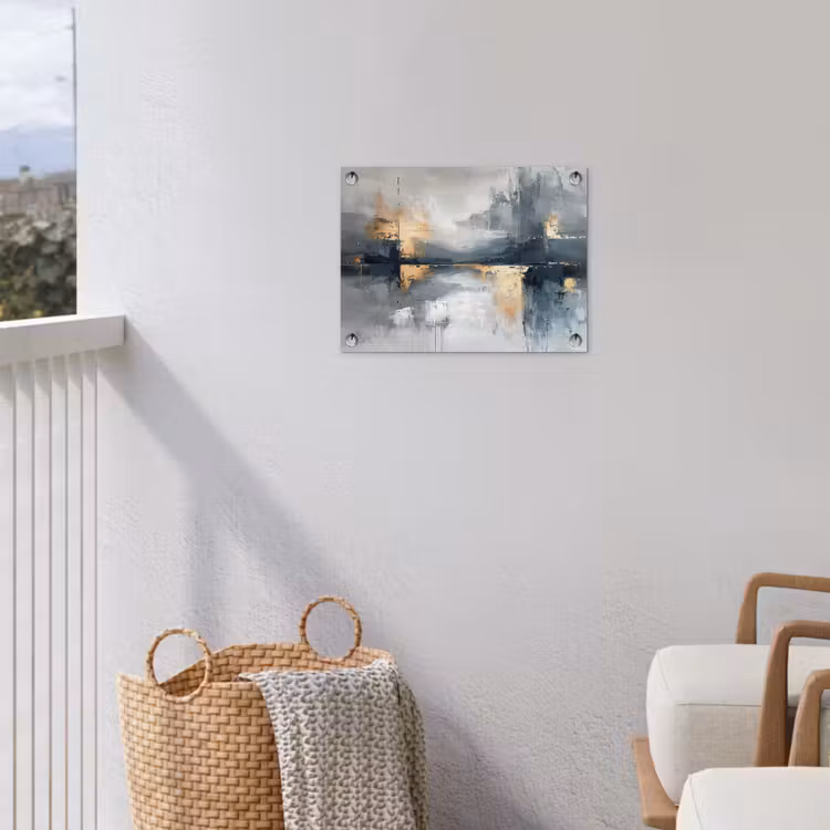Kunst - Grijs - Goud - Abstract tuinposter los doek klein -sfeer8