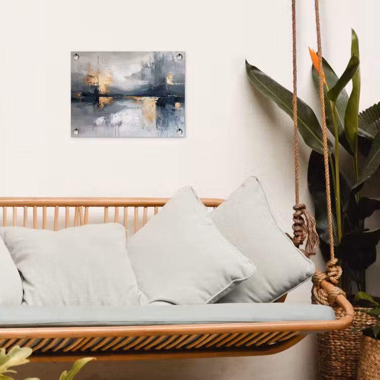 Kunst - Grijs - Goud - Abstract tuinposter los doek klein -sfeer7