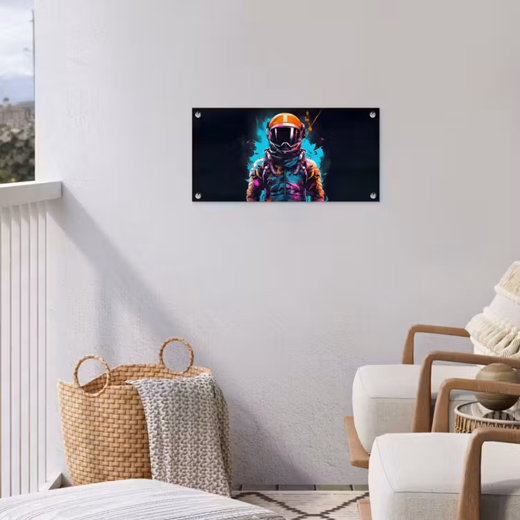 Astronaut - Neon - Gaming - Ruimte tuinposter los doek klein -sfeer8