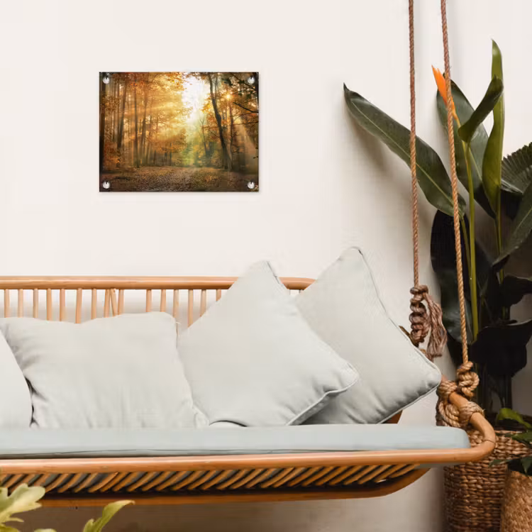 Herfstbos in gouden zonlicht tuinposter los doek klein -sfeer7