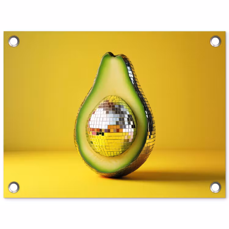 Avocado - Discobal - Geel - Glitter tuinposter los doek klein -3d