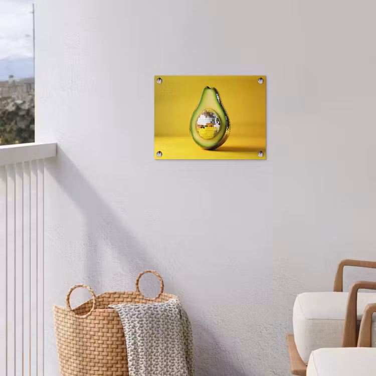 Avocado - Discobal - Geel - Glitter tuinposter los doek klein -sfeer8