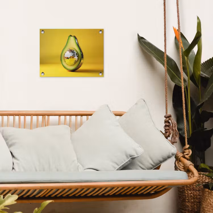 Avocado - Discobal - Geel - Glitter tuinposter los doek klein -sfeer7
