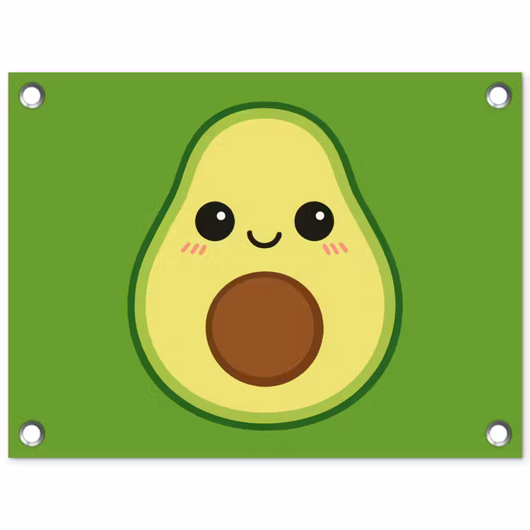 Avocado - Groen - Speels tuinposter los doek klein -3d