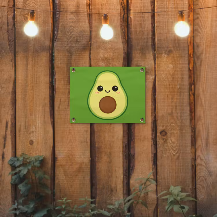 Avocado - Groen - Speels tuinposter los doek klein -sfeer1