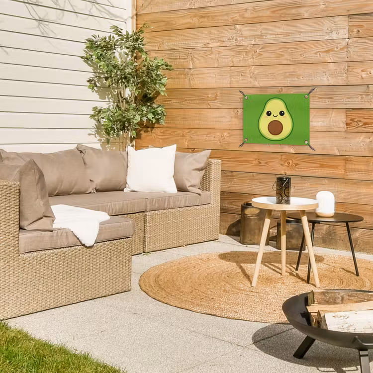Avocado - Groen - Speels tuinposter los doek klein -sfeer4