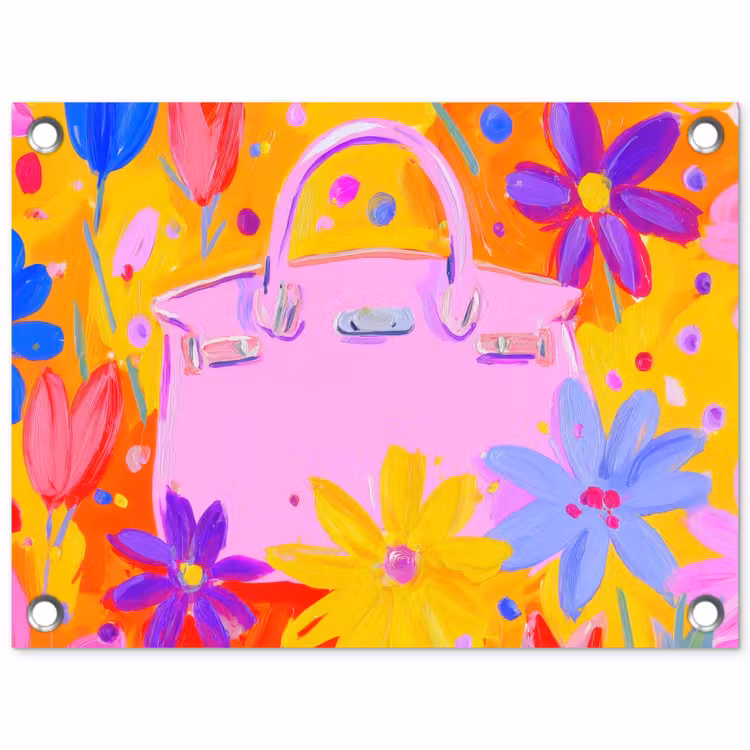 Tas - Roze - Bloemen tuinposter los doek klein -3d
