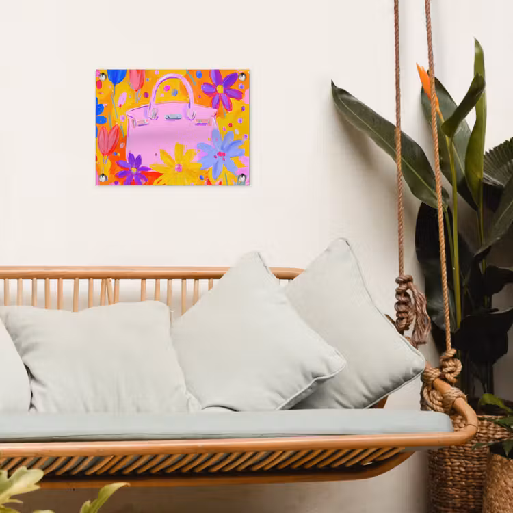 Tas - Roze - Bloemen tuinposter los doek klein -sfeer7