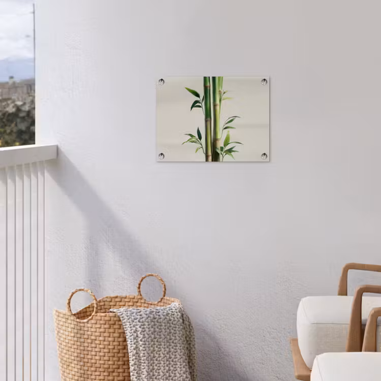 Bamboestengels - Sierlijk - Groen tuinposter los doek klein -sfeer8