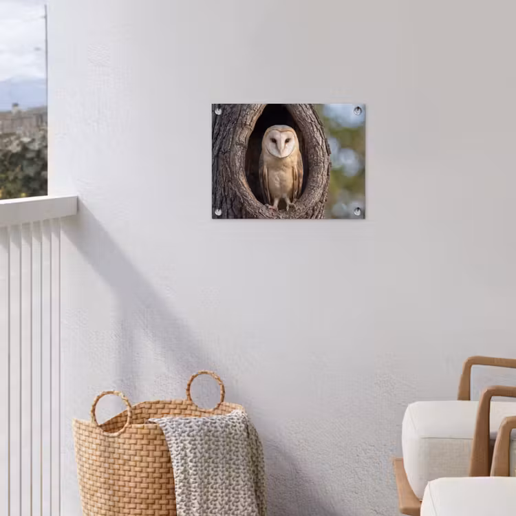 Kerkuil - Boom - Natuur - Bruin tuinposter los doek klein -sfeer8