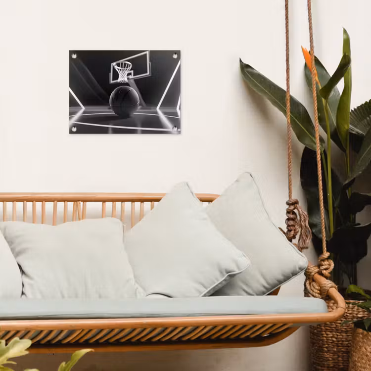 Basketbal - Basketbalveld - Lichtlijnen tuinposter los doek klein -sfeer7