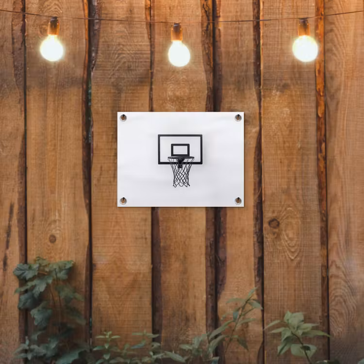 Basketbalbord - Minimalistisch - Zwart tuinposter los doek klein -sfeer1