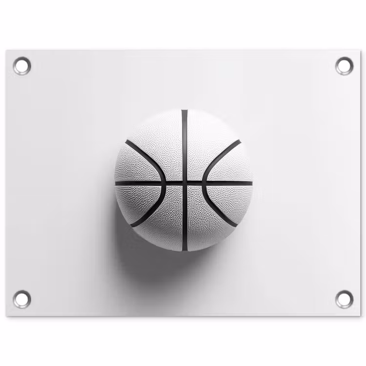 Basketbal - Wit - Schaduw - Lijnen tuinposter los doek klein -3d