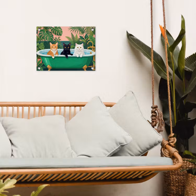Badkamer - Kattenparade - Kleurrijk tuinposter los doek klein -sfeer7