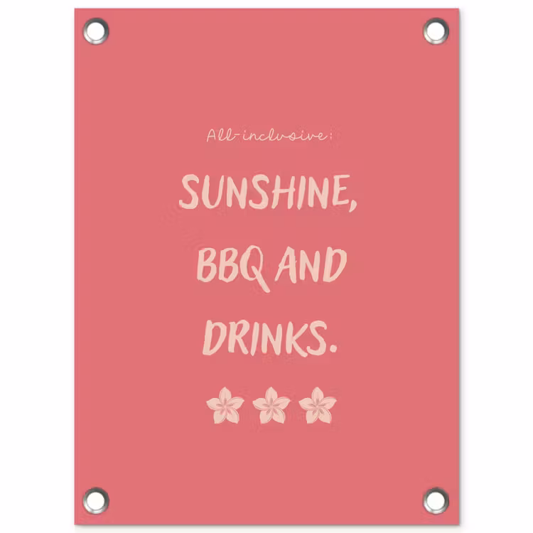 BBQ - Quote - Roze - Zomer tuinposter los doek klein -3d
