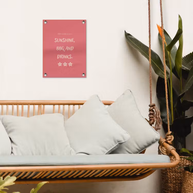 BBQ - Quote - Roze - Zomer tuinposter los doek klein -sfeer7
