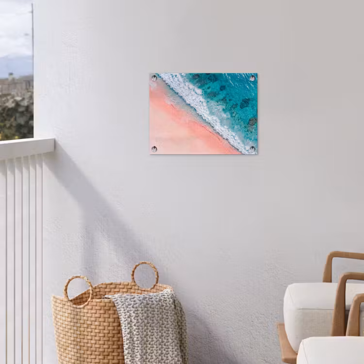 Strand - Oceaan - Golven - Roze Zand - Natuur tuinposter los doek klein -sfeer8