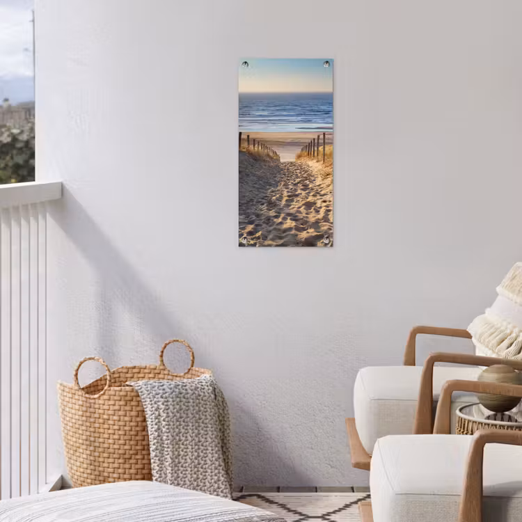 Strandpad bij Zonsondergang tuinposter los doek klein -sfeer8