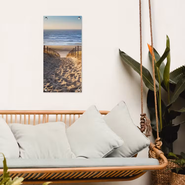 Strandpad bij Zonsondergang tuinposter los doek klein -sfeer7