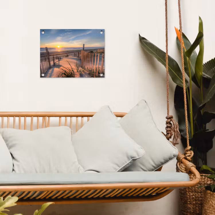 Strand - Zee - Duin - Zonsondergang - Landschap tuinposter los doek klein -sfeer7
