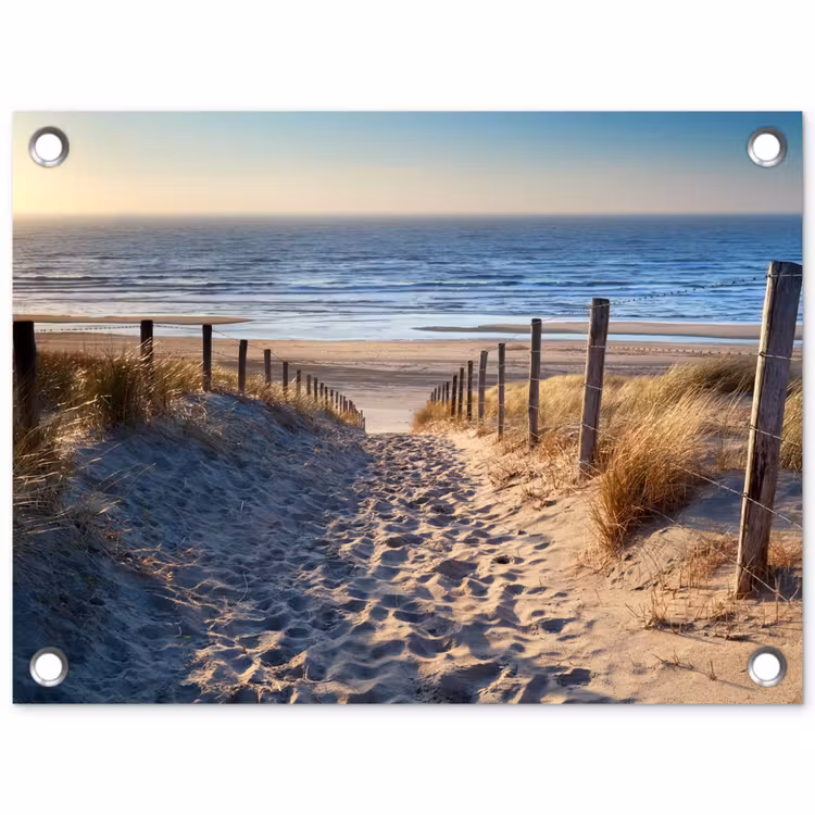 Strand - Zee - Nederland - Duinen - Zon tuinposter los doek klein -3d