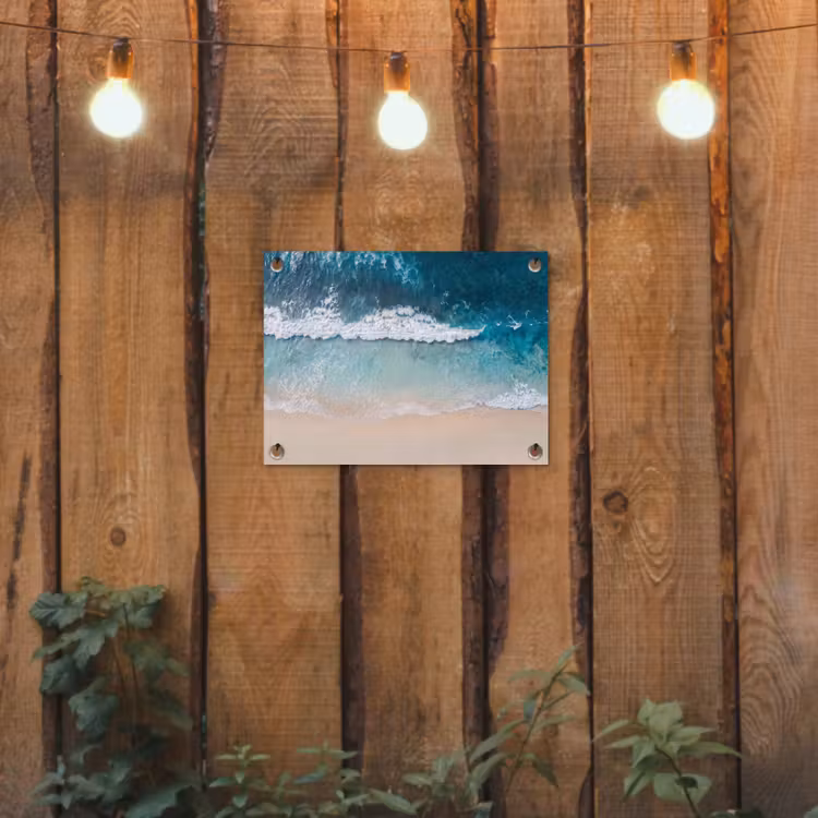 Strand - Zee - Golven - Natuur - Blauw tuinposter los doek klein -sfeer1