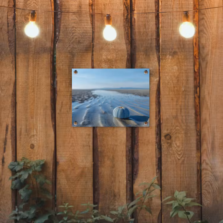 Strand - Schild - Water - Blauw tuinposter los doek klein -sfeer1
