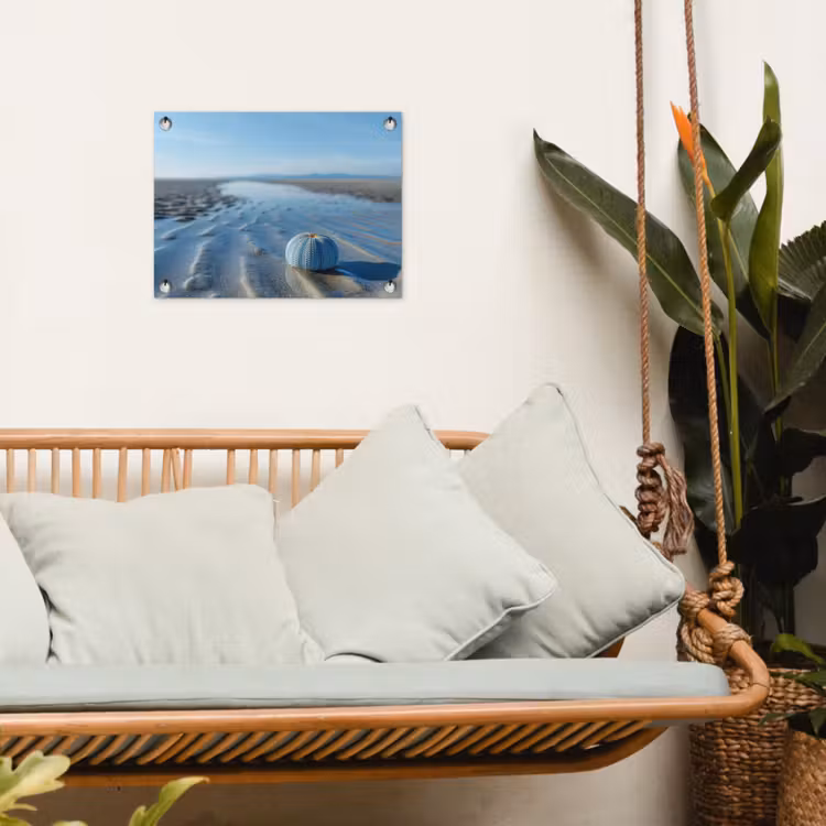 Strand - Schild - Water - Blauw tuinposter los doek klein -sfeer7