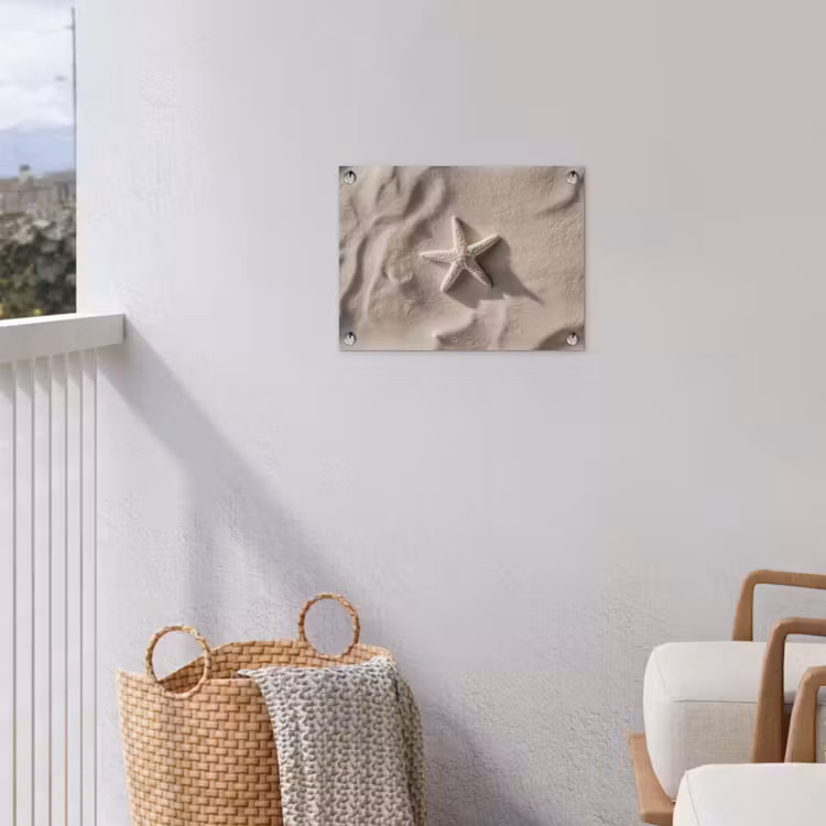 Strand - Zeester - Zand - Beige tuinposter los doek klein -sfeer8