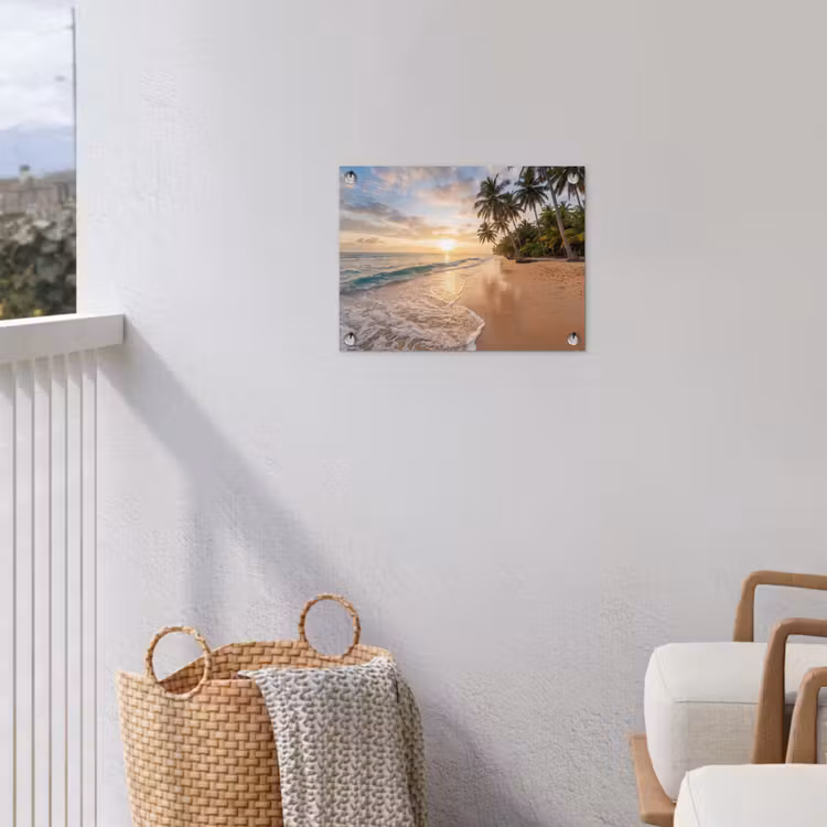 Strand - Zonsondergang - Tropisch - Natuur - Goud tuinposter los doek klein -sfeer8