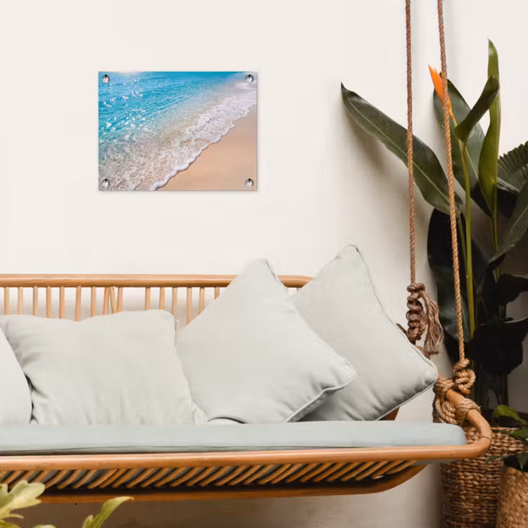 Strand - Water - Natuur - Blauw - Beige tuinposter los doek klein -sfeer7