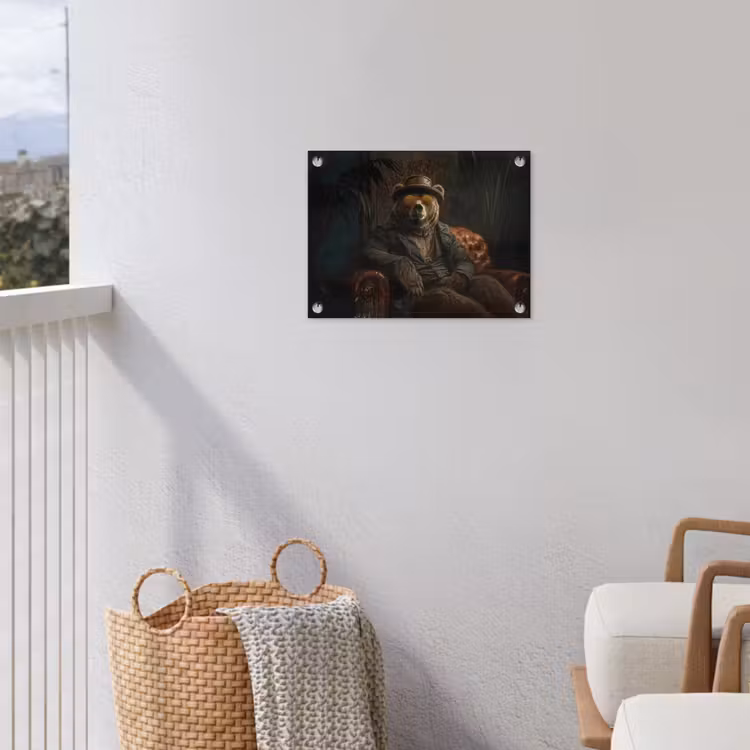 Beer - Bruin - Pak - Hoed tuinposter los doek klein -sfeer8
