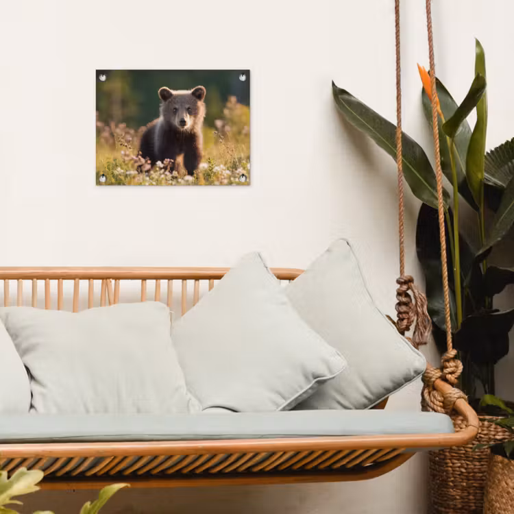 Beer - Bloemenveld - Gras tuinposter los doek klein -sfeer7