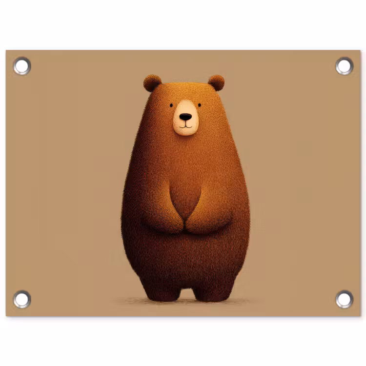Beer - Minimalistisch - Bruin tuinposter los doek klein -3d