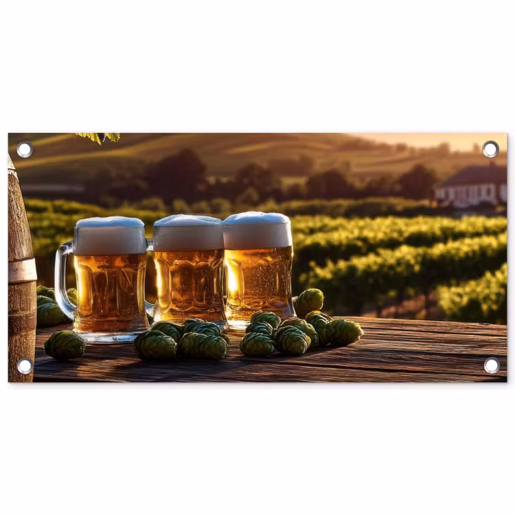 Bier - Hop - Landschap tuinposter los doek klein -3d