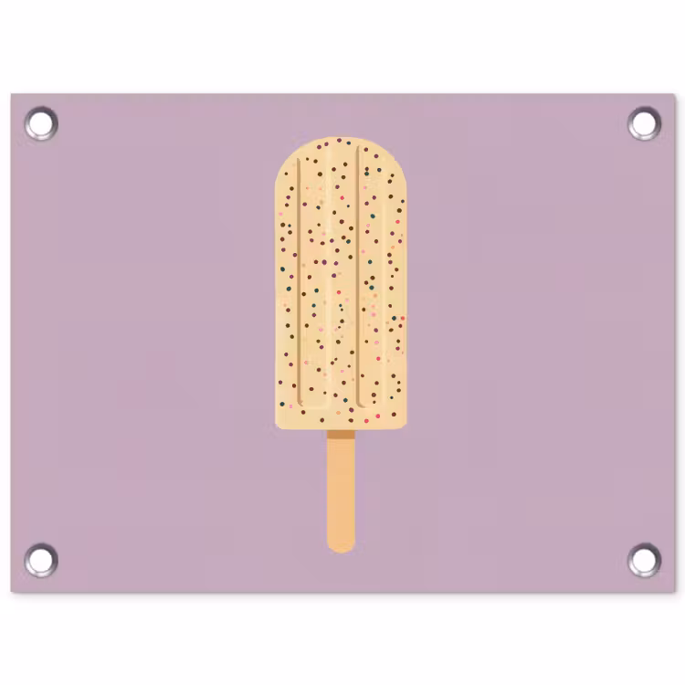 Beige - Ijsje - Spikkels tuinposter los doek klein -3d
