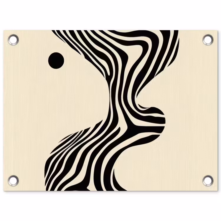 Beige - Lijnen - Golvend - Abstract tuinposter los doek klein -3d