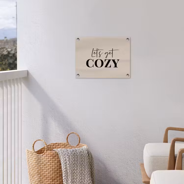 Beige - Winter - Quote - Cozy tuinposter los doek klein -sfeer8