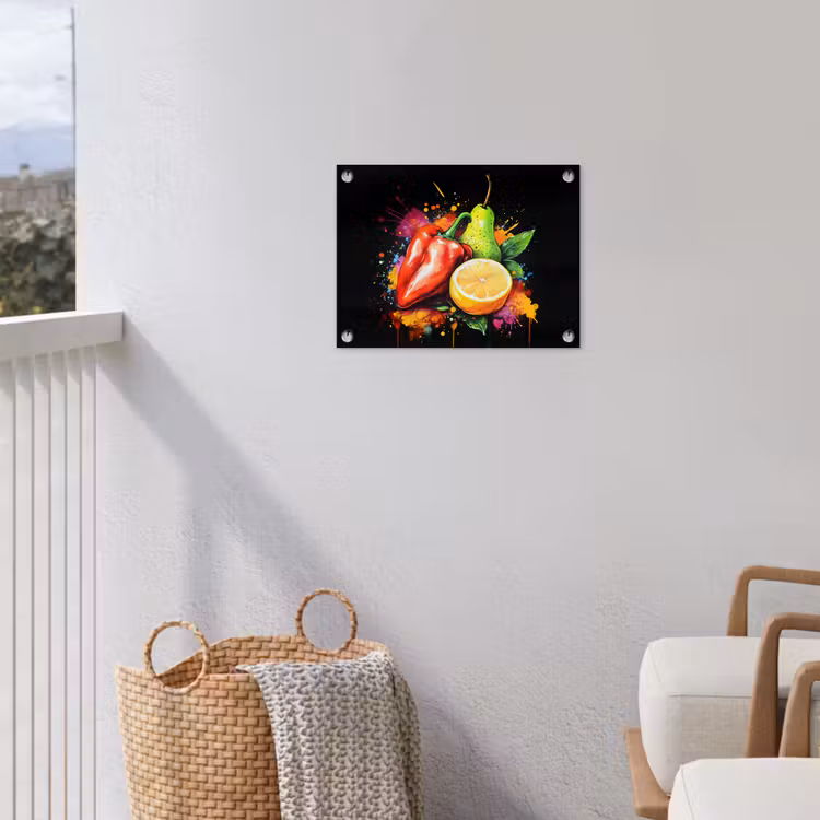 Paprika - Peer - Citroen - Graffiti - Verf - Abstract tuinposter los doek klein -sfeer8