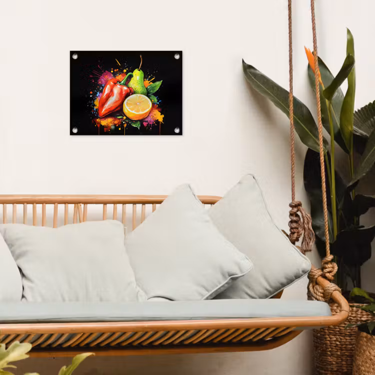 Paprika - Peer - Citroen - Graffiti - Verf - Abstract tuinposter los doek klein -sfeer7