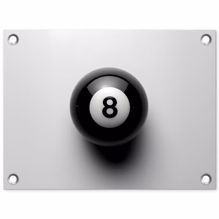 Biljartbal - Getal - Acht - Wit tuinposter los doek klein -3d
