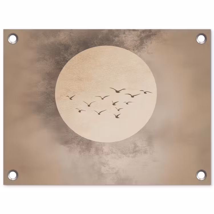 Vogel - Beige - Japandi tuinposter los doek klein -3d