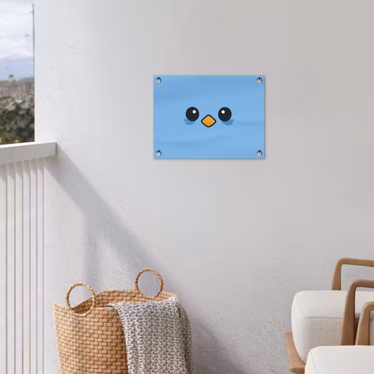 Vogel - Blauw - Eenvoudig tuinposter los doek klein -sfeer8