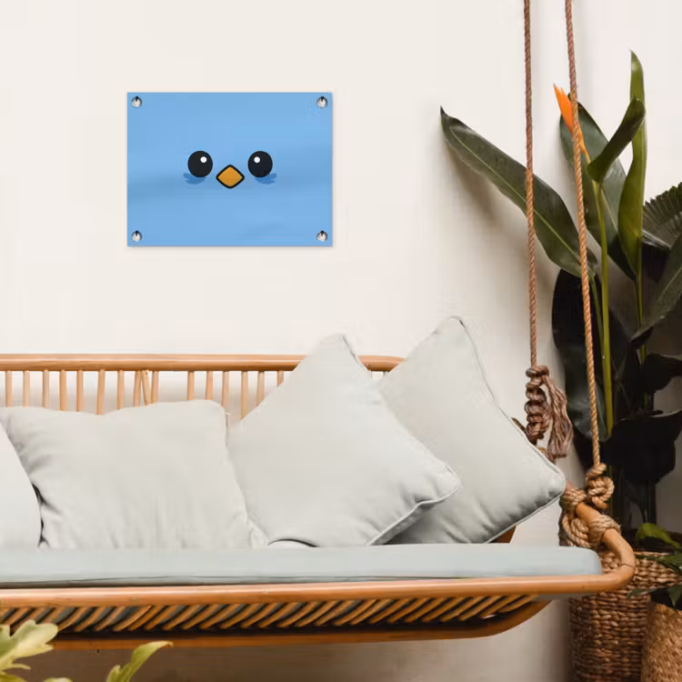 Vogel - Blauw - Eenvoudig tuinposter los doek klein -sfeer7