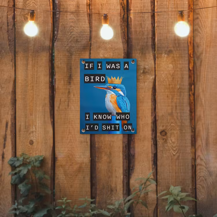 Vogel - Decoratie - Ijsvogel - Blauw tuinposter los doek klein -sfeer1