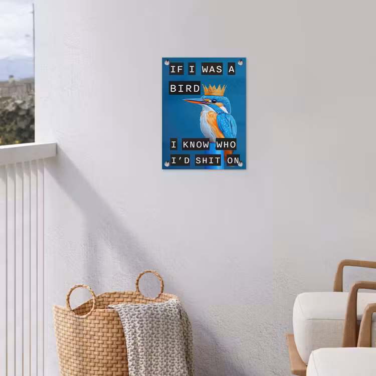 Vogel - Decoratie - Ijsvogel - Blauw tuinposter los doek klein -sfeer8
